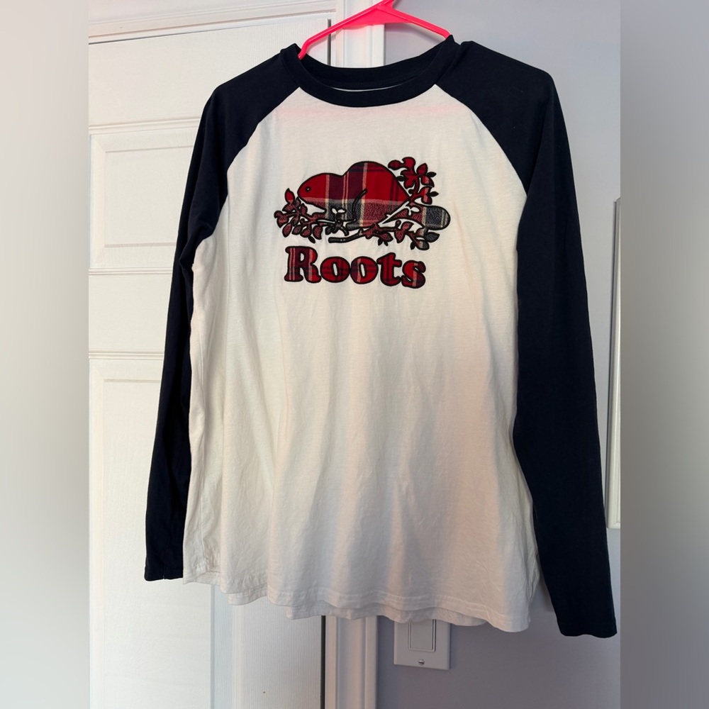 Roots Long Sleeve Shirt - Navy and Cream
